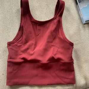 Super cute deep red lulu crop work out top